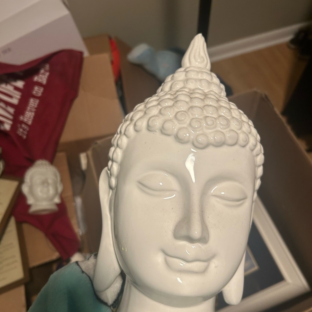 White Buddha Head Sculpture
